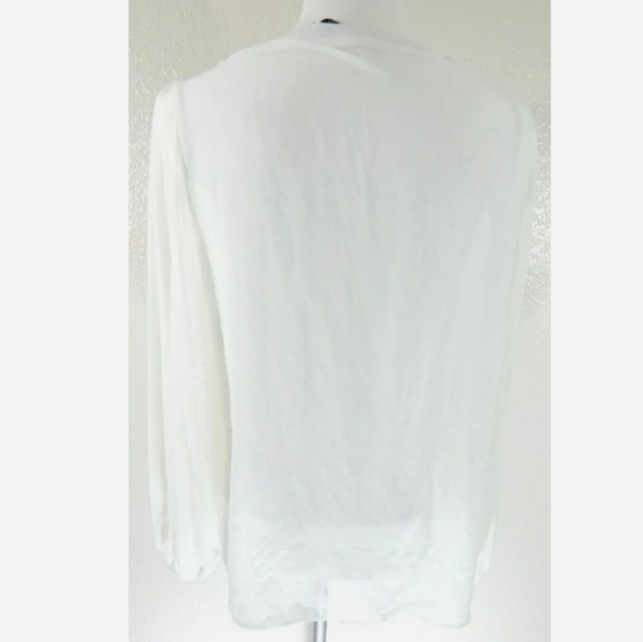Zara White Chiffon Pleated Sleeve Blouse - Picture 3 of 4